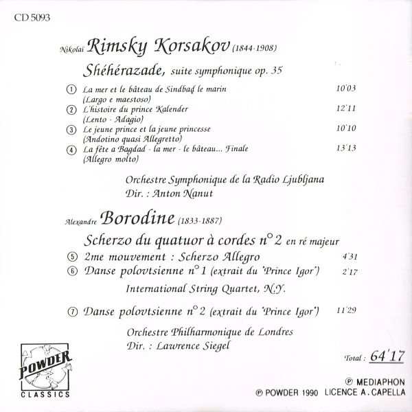 Nikolai Rimsky-Korsakov / Alexander Borodin - Shéhérazade / Danses Polovtsiennes | Powder (CD 5093) - 2 Nikolai Rimsky-Korsakov / Alexander Borodin - Shéhérazade / Danses Polovtsiennes | Powder (CD 5093) - 2