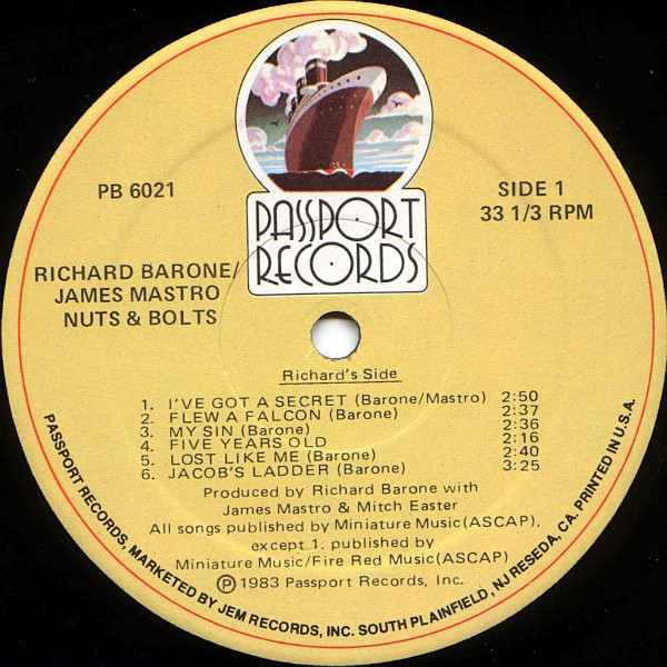 Richard Barone / James Mastro - Nuts And Bolts | Passport Records (PB 6021) - 3 Richard Barone / James Mastro - Nuts And Bolts | Passport Records (PB 6021) - 3