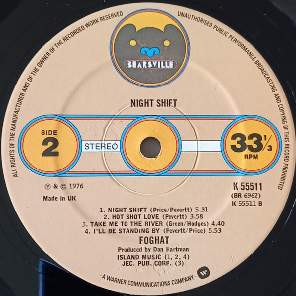 Foghat - Night Shift | Bearsville (K 55511) - 4 Foghat - Night Shift | Bearsville (K 55511) - 4