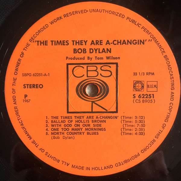 Bob Dylan - The Times They Are A-Changin' | CBS (62251) - 3 Bob Dylan - The Times They Are A-Changin' | CBS (62251) - 3