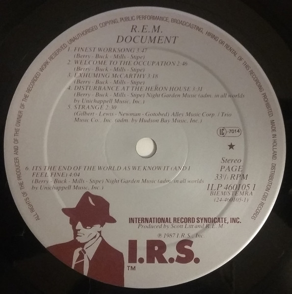 R.E.M. - Document | I.R.S. Records (ILP 460105 1) - 4