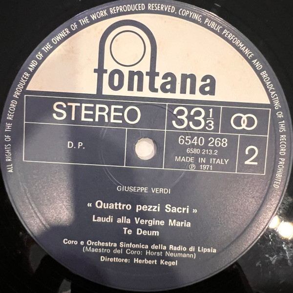 Giuseppe Verdi , Rundfunk-Sinfonie-Orchester Leipzig , Herbert Kegel - "Quattro Pezzi Sacri" | Fontana (6540 268) - 4 Giuseppe Verdi , Rundfunk-Sinfonie-Orchester Leipzig , Herbert Kegel - "Quattro Pezzi Sacri" | Fontana (6540 268) - 4