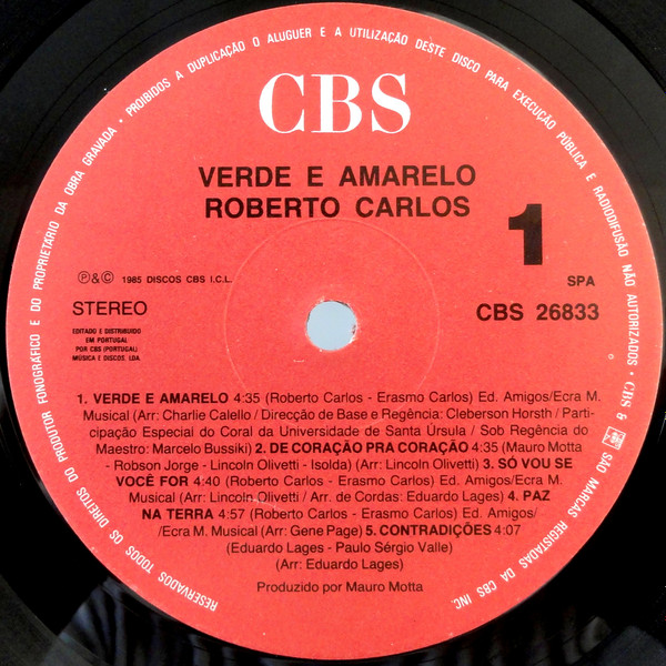 Roberto Carlos - Verde E Amarelo | CBS (26833) - 3