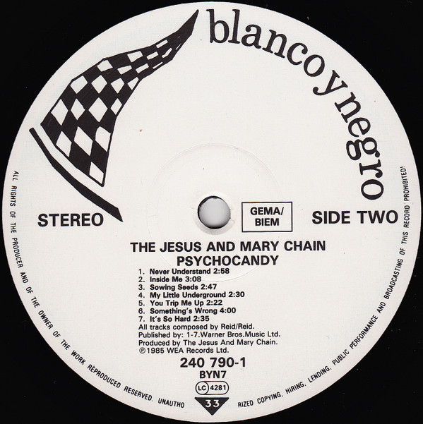 The Jesus And Mary Chain - Psychocandy | Blanco Y Negro (240 790-1) - 3