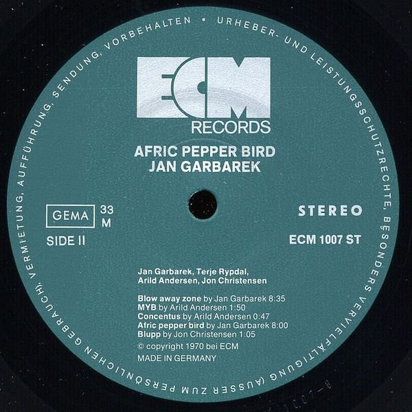 Jan Garbarek Quartet - Afric Pepperbird | ECM Records (ECM 1007) - 4 Jan Garbarek Quartet - Afric Pepperbird | ECM Records (ECM 1007) - 4