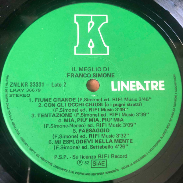 Franco Simone - Il Meglio Di Franco Simone | K (ZNLKR 33331) - 4 Franco Simone - Il Meglio Di Franco Simone | K (ZNLKR 33331) - 4