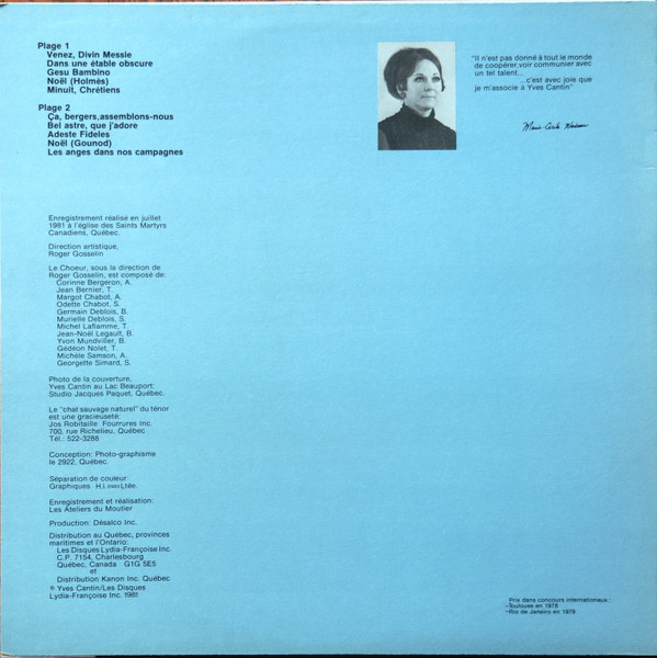 Yves Cantin - ...Chante Noël | Lydia-Françoise (L.-F.001N) - 2 Yves Cantin - ...Chante Noël | Lydia-Françoise (L.-F.001N) - 2