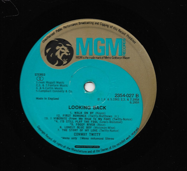 Conway Twitty - Looking Back | MGM Records (2354-027) - 3 Conway Twitty - Looking Back | MGM Records (2354-027) - 3