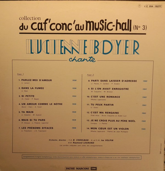 Lucienne Boyer - Lucienne Boyer Chante | Columbia (2C 054 15277) - 2 Lucienne Boyer - Lucienne Boyer Chante | Columbia (2C 054 15277) - 2