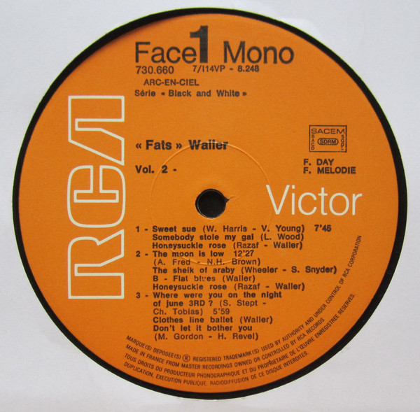 Fats Waller - (Hitherto Unpublished Piano, Vocal And Conversation) (volume 2) | RCA (730.660) - 3 Fats Waller - (Hitherto Unpublished Piano, Vocal And Conversation) (volume 2) | RCA (730.660) - 3