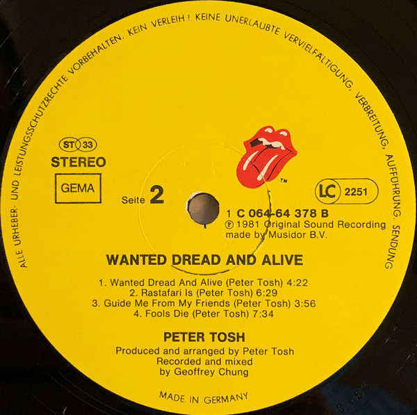 Peter Tosh - Wanted Dread & Alive | Rolling Stones Records (1C 064-64378) - 4