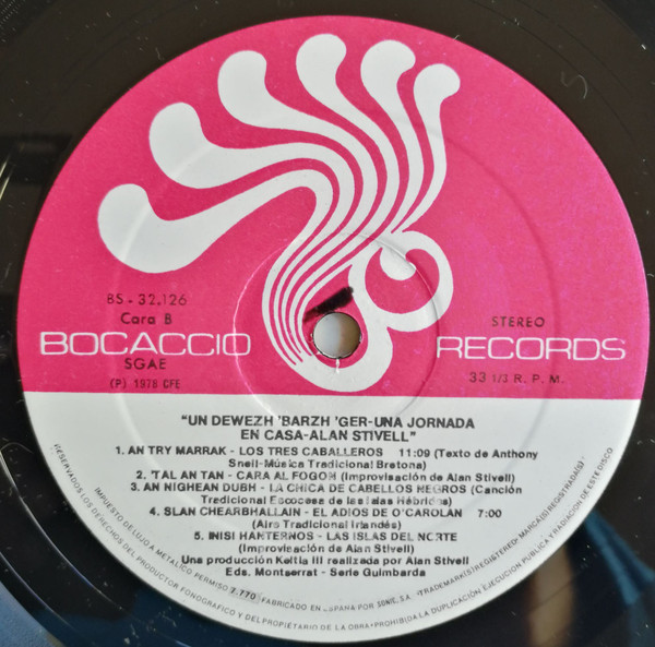 Alan Stivell - Un Dewezh 'Barzh 'Gêr - Una Jornada En Casa | Bocaccio Records (BS-32126) - 4