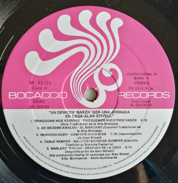 Alan Stivell - Un Dewezh 'Barzh 'Gêr - Una Jornada En Casa | Bocaccio Records (BS-32126) - 3