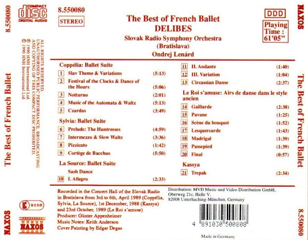 Léo Delibes , Slovak Radio Symphony Orchestra , Ondrej Lenárd - The Best Of French Ballet - Coppélia · Sylvia · La Source · Le Roi s'amuse · Kassya | Naxos (8.550080) - 2 Léo Delibes , Slovak Radio Symphony Orchestra , Ondrej Lenárd - The Best Of French Ballet - Coppélia · Sylvia · La Source · Le Roi s'amuse · Kassya | Naxos (8.550080) - 2