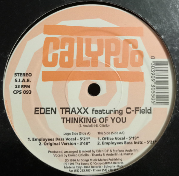 Eden Trax Featuring C-Field - Thinking Of You | Calypso Records (CPS 093) - main Eden Trax Featuring C-Field - Thinking Of You | Calypso Records (CPS 093) - main