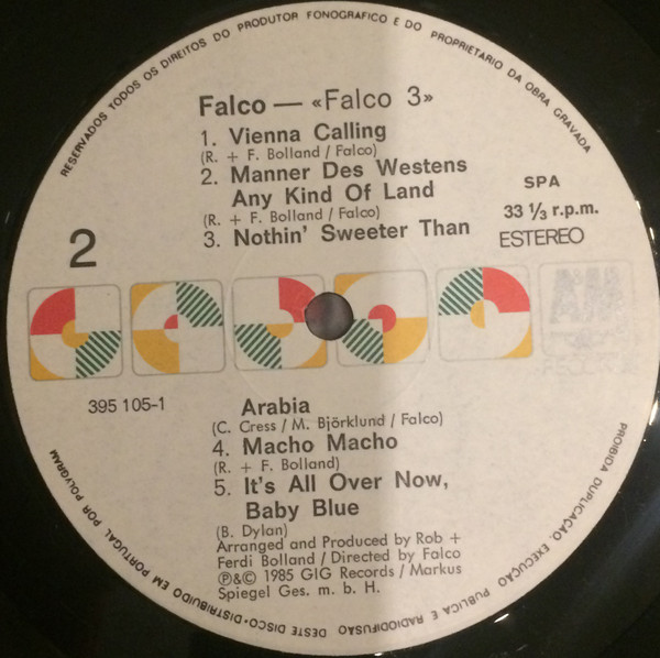 Falco - Falco 3 | A&M Records (LP 395105-1) - 3