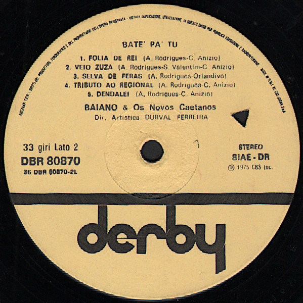 Baiano & Os Novos Caetanos - Batê Pá Tu | Derby (DBR 80870) - 2 Baiano & Os Novos Caetanos - Batê Pá Tu | Derby (DBR 80870) - 2