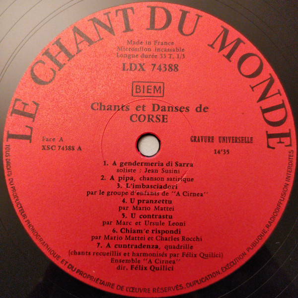 Corsicans - Chants Et Danses De Corse | Le Chant Du Monde (LDX 74388) - 3 Corsicans - Chants Et Danses De Corse | Le Chant Du Monde (LDX 74388) - 3