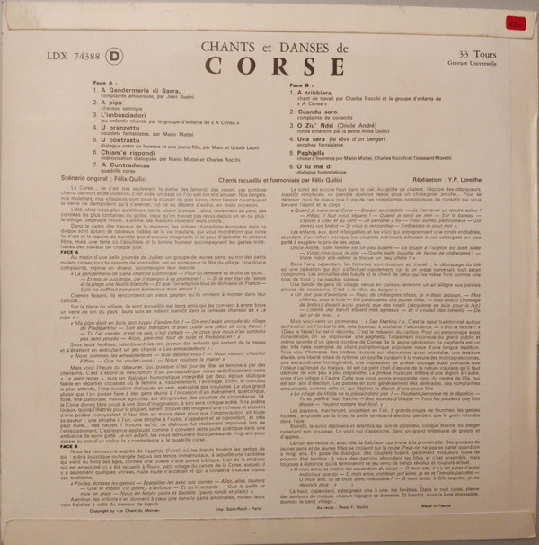 Corsicans - Chants Et Danses De Corse | Le Chant Du Monde (LDX 74388) - 2 Corsicans - Chants Et Danses De Corse | Le Chant Du Monde (LDX 74388) - 2