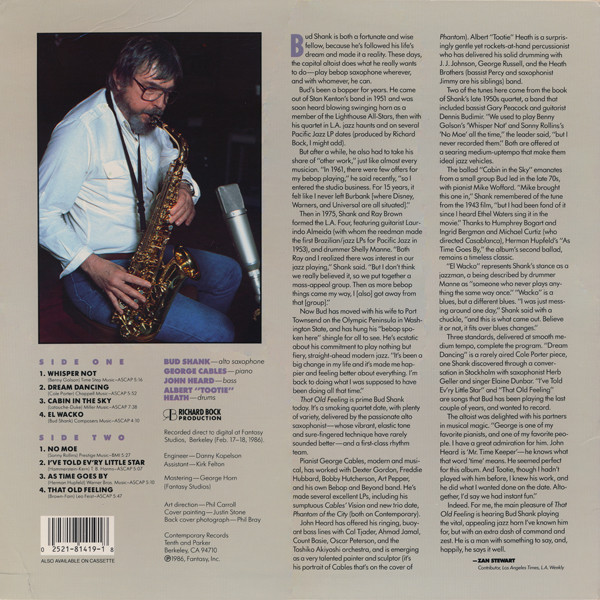 Bud Shank Quartet - That Old Feeling | Contemporary Records (C-14019) - 2 Bud Shank Quartet - That Old Feeling | Contemporary Records (C-14019) - 2