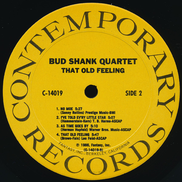 Bud Shank Quartet - That Old Feeling | Contemporary Records (C-14019) - 4 Bud Shank Quartet - That Old Feeling | Contemporary Records (C-14019) - 4