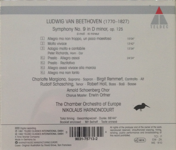 Ludwig van Beethoven - Nikolaus Harnoncourt , The Chamber Orchestra Of Europe - Symphony No. 9 | Teldec (9031-75713-2) - 2