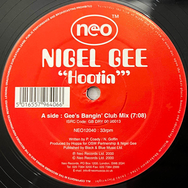 Nigel Gee - Hootin' | Neo (NEO12040) - 3