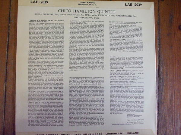 The Chico Hamilton Quintet , Featuring Buddy Collette - Chico Hamilton Quintet | Vogue Records (LAE 12039) - 3