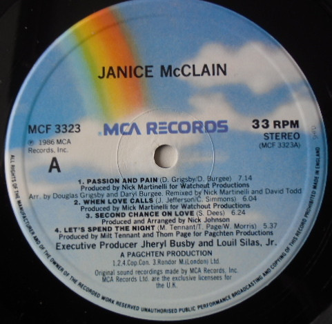 Janice McClain - Janice McClain | MCA Records (MCF 3323)