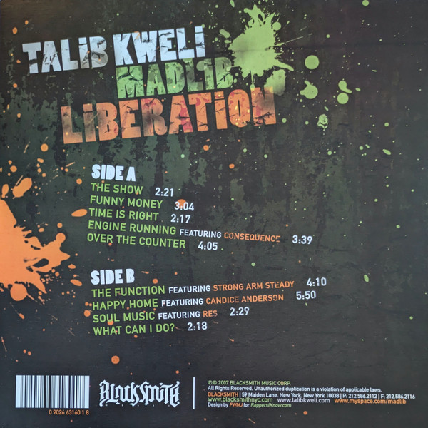 Talib Kweli + Madlib - Liberation | Blacksmith Music (BM 3160-1) - 2 Talib Kweli + Madlib - Liberation | Blacksmith Music (BM 3160-1) - 2