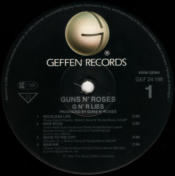 Guns N' Roses - G N' R Lies | Geffen Records (GEF 24198) - 2