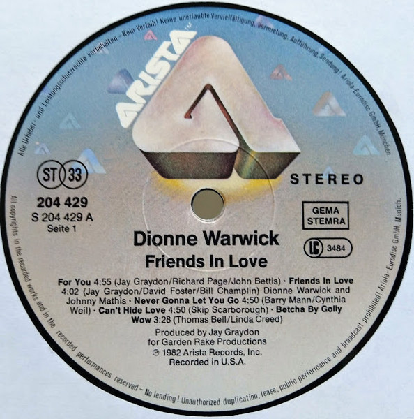 Dionne Warwick - Friends In Love | Arista (204 429) - 3 Dionne Warwick - Friends In Love | Arista (204 429) - 3