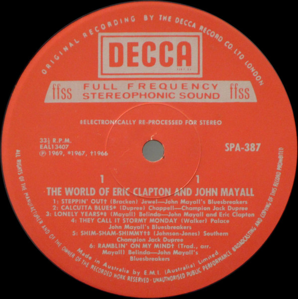 Various - The World Of Eric Clapton & John Mayall | Decca (SPA 387) - 3 Various - The World Of Eric Clapton & John Mayall | Decca (SPA 387) - 3