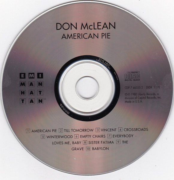 Don McLean - American Pie | EMI-Manhattan Records (CDP 7 46555 2) - 3