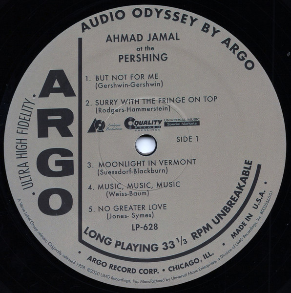 Ahmad Jamal Trio - Ahmad Jamal At The Pershing | Argo (LP-628) - 4