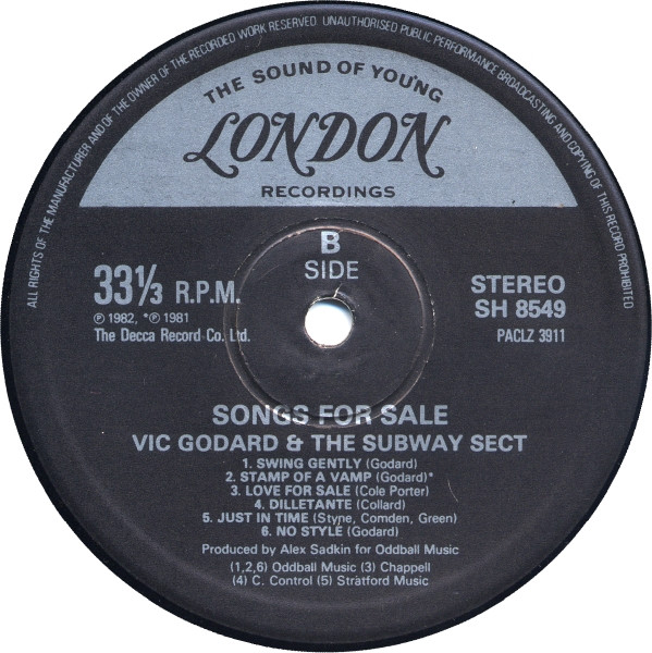 Vic Godard & Subway Sect - Songs For Sale | London Records (SH 8549) - 4 Vic Godard & Subway Sect - Songs For Sale | London Records (SH 8549) - 4