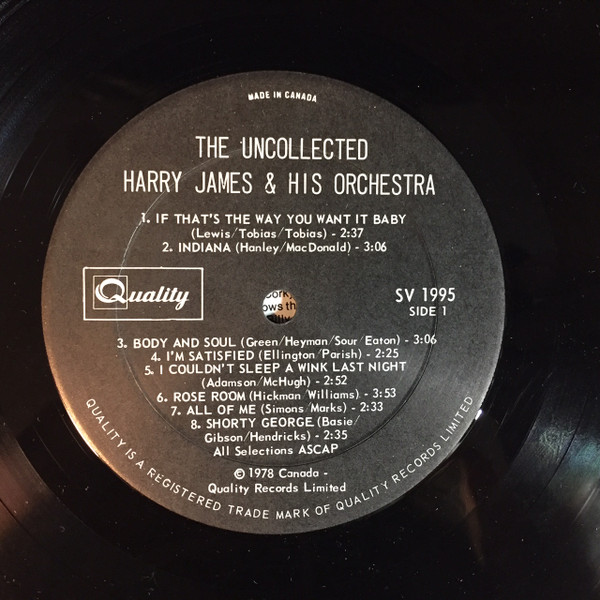 Harry James And His Orchestra - The Uncollected Harry James, 1943-1946 | Quality (SV 1995) - 3