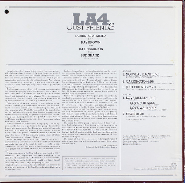 LA4 - Just Friends [Vinyl] | Concord Jazz (CJ-199) - 2