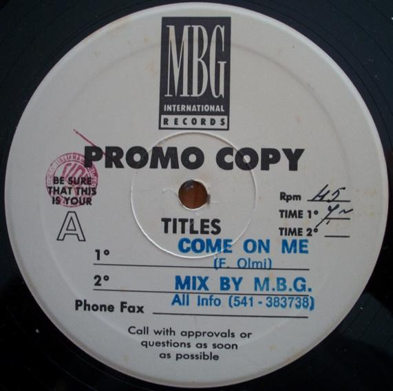 Blue Line - Come On Me | MBG International Records (MBG 0991) - main
