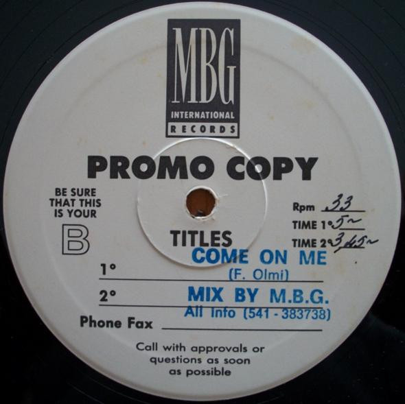 Blue Line - Come On Me | MBG International Records (MBG 0991) - 2