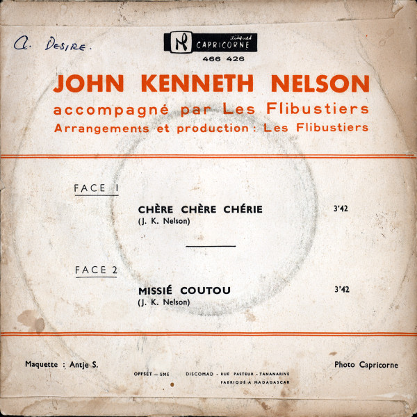 John Kenneth Nelson - Chère Chère Chérie / Missié Coutou | Disques Capricorne (466 426) - 2 John Kenneth Nelson - Chère Chère Chérie / Missié Coutou | Disques Capricorne (466 426) - 2