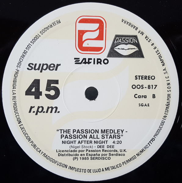 Passion All Stars / Dee Dee Martin - The Passion Medley / Night After Night | Zafiro (OOS-817 (D)) - 3 Passion All Stars / Dee Dee Martin - The Passion Medley / Night After Night | Zafiro (OOS-817 (D)) - 3