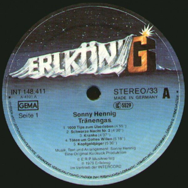 Sonny Hennig - Tränengas | Erlkönig Schallplatten (INT 148.411) - 3 Sonny Hennig - Tränengas | Erlkönig Schallplatten (INT 148.411) - 3