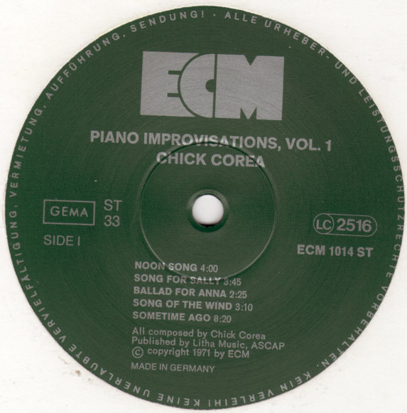 Chick Corea - Piano Improvisations Vol. 1 | ECM Records (ECM 1014 ST) - 3 Chick Corea - Piano Improvisations Vol. 1 | ECM Records (ECM 1014 ST) - 3