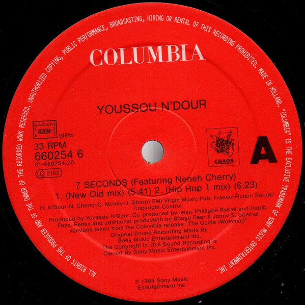 Youssou N'Dour & Neneh Cherry - 7 Seconds | Chaos (COL 660254 6) - 3