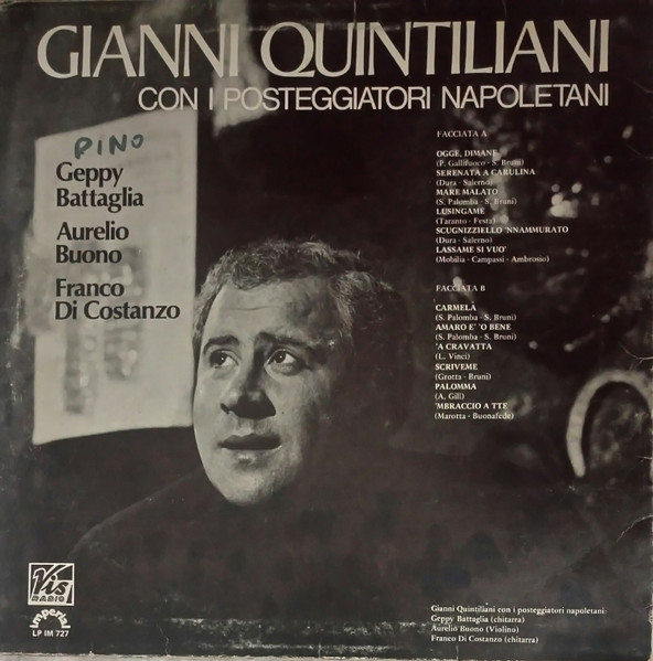 Gianni Quintiliani Con I I Posteggiatori Napoletani - Gianni Quintiliani Con I Posteggiatori Napoletani | Vis Radio (LP IM 727) - 2 Gianni Quintiliani Con I I Posteggiatori Napoletani - Gianni Quintiliani Con I Posteggiatori Napoletani | Vis Radio (LP IM 727) - 2