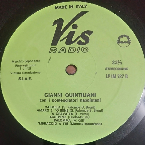 Gianni Quintiliani Con I I Posteggiatori Napoletani - Gianni Quintiliani Con I Posteggiatori Napoletani | Vis Radio (LP IM 727) - 4 Gianni Quintiliani Con I I Posteggiatori Napoletani - Gianni Quintiliani Con I Posteggiatori Napoletani | Vis Radio (LP IM 727) - 4