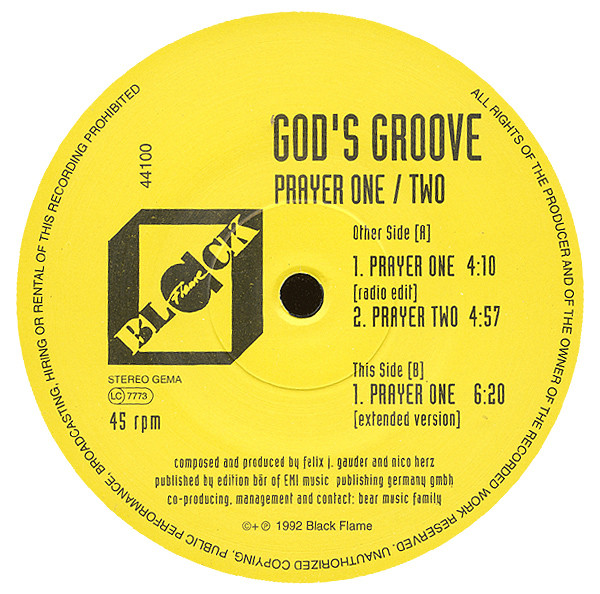God's Groove - Prayer One / Two | Black Flame (BF 44100) - 3