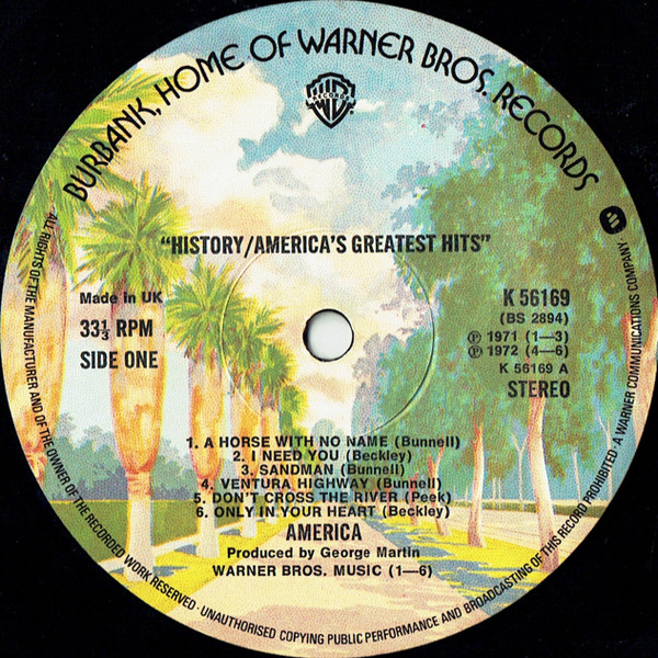 America - History (America's Greatest Hits) | Warner Bros. Records (K 56169) - 3