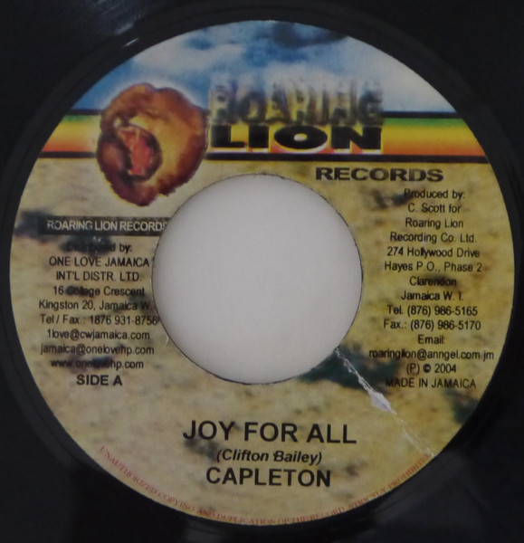 Capleton / Prophecy Band - Joy For All / Gal Gone Riddim | Roaring Lion Records (none)